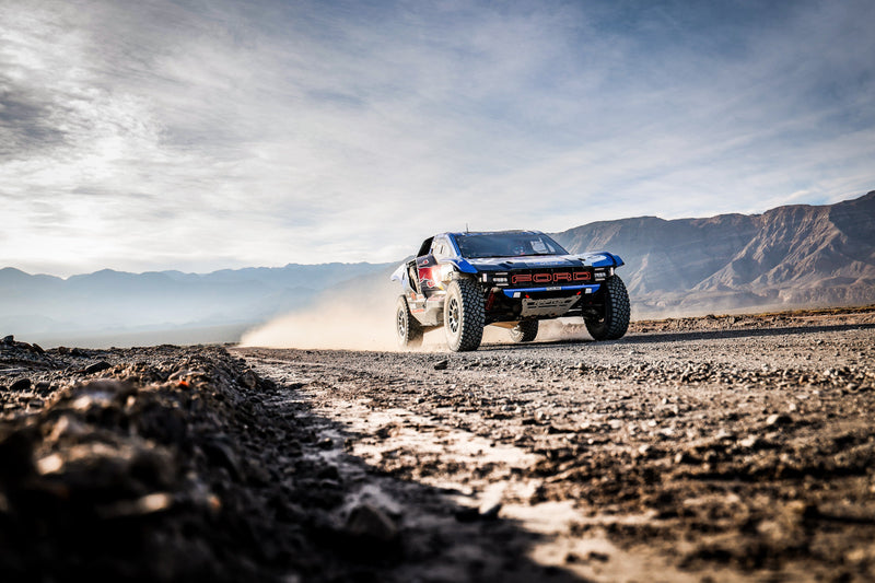 Collino alongside Ford Racing and M-Sport Rally Raid Team at the Desafío Ruta 40 bivouac, supporting the Ford Raptor T1+ during the World Rally-Raid Championship.